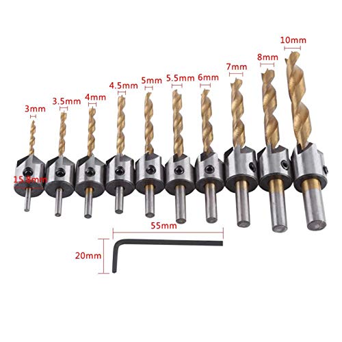 Steel Countersink Drill Carpentry Houtbewerking Saai gereedschap Ronde Shaft met Allen Key verstelbare hout Drill Set(3mm)