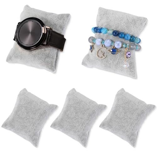 5 stuks Velvet armband kussens, 8 x 3,5 cm, sieraden Display Kussen, Horloge Bangle Kussens, Armband, Standaard Retailer houder, Gift Box, Boutiques, Trade Shows (Grey)