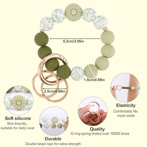 Daisy sleutelhanger polsband, Siliconen kralen sleutelhanger met ring en schattige auto sleutel armband voor vrouwen