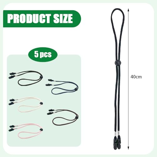 5 st Winddichte hoed band verstelbare hoed kin koord sloten verwijderbare riem clips voethouders voor kamperen, wandelen, reizen, klimmen en buiten activiteiten (5 kleuren),, Multicolour