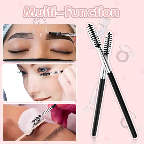 5 st. Herbruikbare wimper wenkbrauwen Spoolie penseel, Mascara penseel toverstokken, lange handgreep wimper penseel Applicatoren Draagbare wimperborstel make-up wimpers set voor wimpers 5