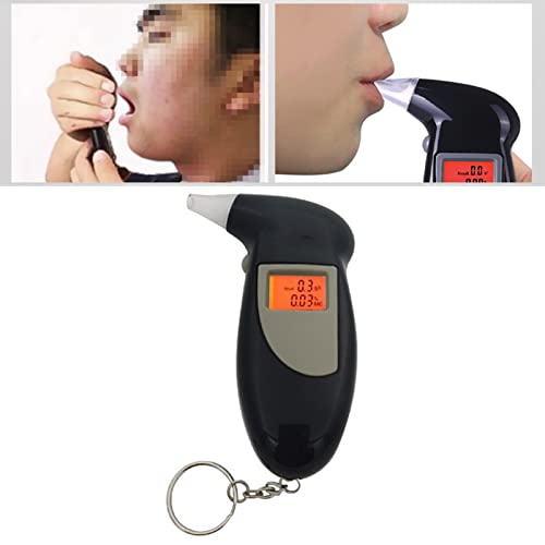 Blaas Alcohol Detector, Adem Alcohol Tester Zwarte draagbare gevoelige hoge nauwkeurigheid Air Blow Alcohol Tester met 5 Nozzles