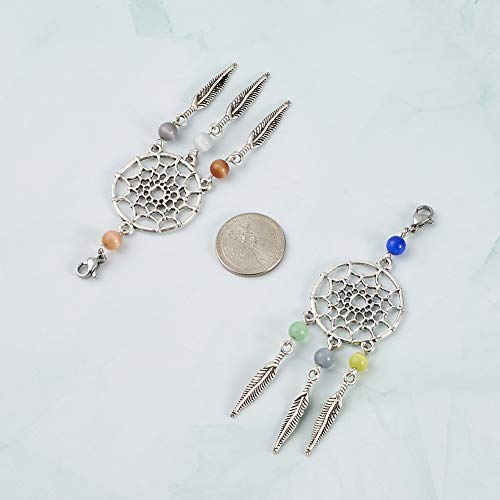 30 st. Droomvanger Charme hangers met kattenoog kralen en veren voor DIY Keychain ketting sieraden maken, Willekeurige gemengde kleur 5