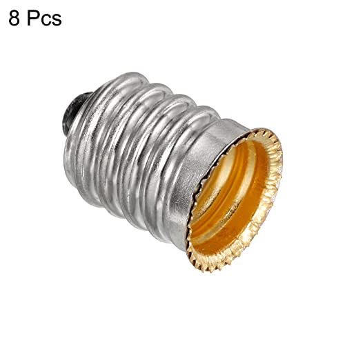 8-Pack E14 to E12 Adapter Converter Lamp Past Europees Pedestal (E14) aan Candelabscrew (E12) Reducer Light Bulb Fitting Zilver 3