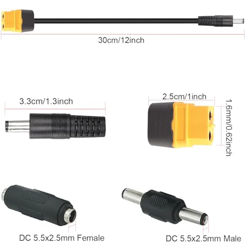4st DC5.5x2.5mm naar XT60 Oplaadkabel, XT60 Bus naar DC5.5x2.5mm, Adapterkabel voor TS100 Soldeerijzer, Voeding FPV-monitor