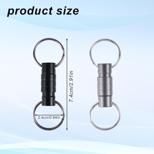2Scs Quick Release sleutelhanger, afneembare pull-out sleutelhanger met veilig mechanisme metalen karabijnhaak voor sleutels auto portemonnee tas accessoires