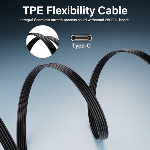 USB-C Extension Cable, USB C 2.0 Type C, Flat Silicone Cable, USB-C Data Cable, 90° Angle Plug to Plug, Efficiënt laden en gegevensoverdracht voor externe SSD, mobiele telefoons (UP-UP) 3