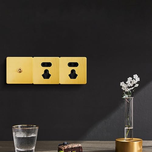 AC250V Schakelschakelaar, metalen paneel Schakelschakelaar 1-gangs 2-weg Power Switch met gouden kleur roestvrij staal paneel en geïsoleerde PC Base 4