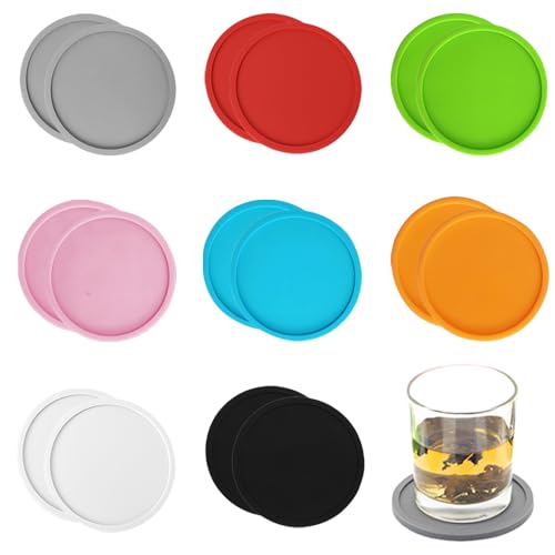 16 Stuks Siliconen Drinkonderzetters, Ronde Mokken Onderzetters Non-Slip Wasbare Cup Matten Onderzetters Pads Heat Resistant Cup Mat voor thuis Bar Office Koffie Beer Tea Mug
