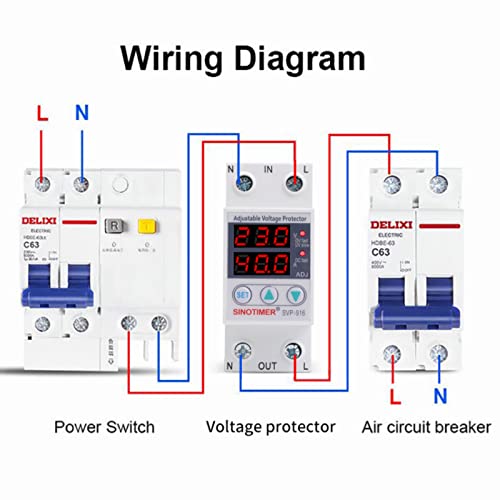 Intelligente Single Fase Power Protection, DIN Rail 230VAC 63A 50/60Hz, Instelbare Current Protection, Chirurg Protection, Onderspanningsbeveiliging 4