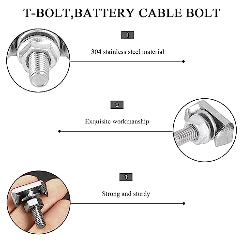 Auto T Schroef, Auto Batterij Klemmen, Batterij Bolts, Turnbuckle Terminal Terminals T-Screw 19116852 Auto Batterij Reparatie Vervanging Accessoires (2) 3