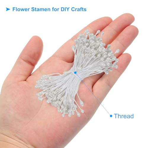3mm Dubbele hoofden Flower Stamen, 150S Kunstbloem Stamen Pistil Matte Parel Bloemen Stamen voor DIY kerstkaart bruiloft decoratie, wit 3