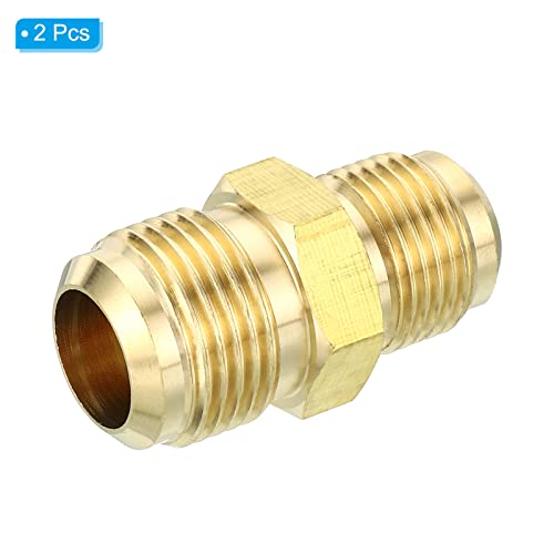 1/2" Man x 5/8" Man Messing Flare Union Connector, 2Scs Gas Adapter Messing Buis Koppelende Pijp Past voor slangen Fitting 3
