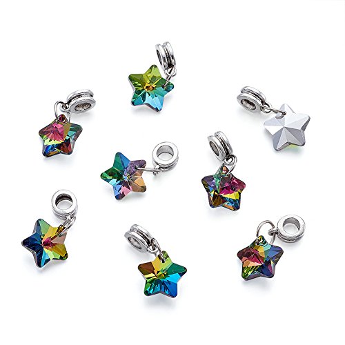 50st Europese Dangle Kralen Met Galvanized Glass Star Charms Hangers voor DIY Sieraden maken