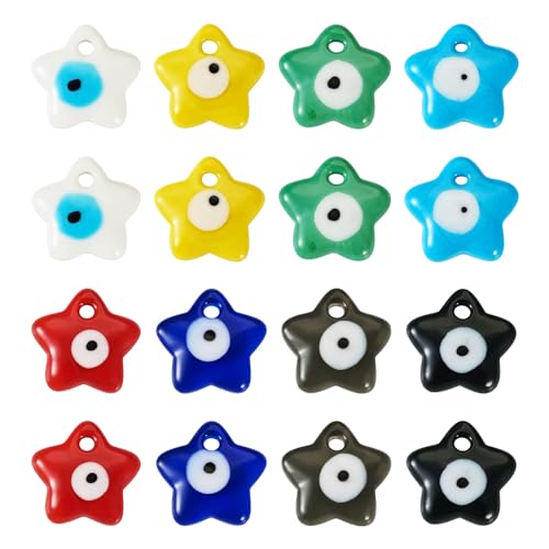 16 st Kwaad oog Lampwerk hangers Star Shape met kwaad Handgemaakt oog Dang Charms 8 Kleuren voor DIY ketting sleutelhangers sieraden maken