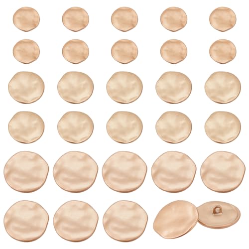 30st Gold Metal Knoppen, 18.5/25/30.5mm platte ronde metalen knop 1 Hole Legering Shank knop Blazer knopen voor kostuums Naaien DIY ambachten haken ornament