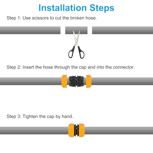 1" Slang Reparatie Connector Extender, 3 stuks Plastic Tuin slang Reparatie Waterslang Connectoren Leakproof Design, Marigold 3