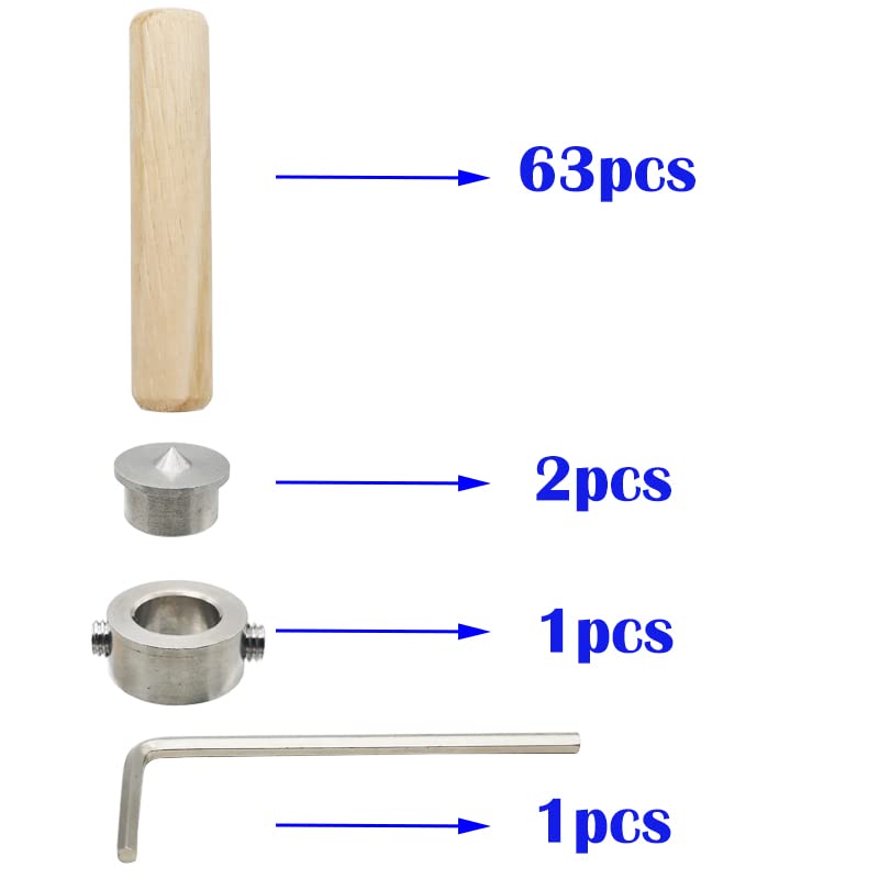 Houten Dowel Dowel Set, 10mm Dowel Set, 63 stuks Houten Dowel Pennen, 2 stuks Dowel Pen Center en 1 stuks Drill Diepte Stop, met Allen Key voor Grooved, Craft, DIY, Carpentry 5
