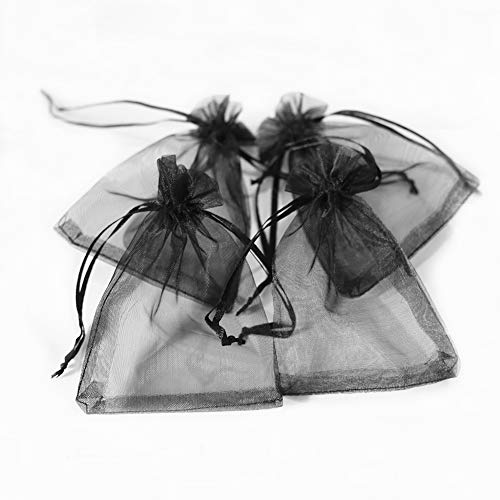 100 stuks Organza Tassen voor bruiloft geschenktassen zwart 9 x 12 cm 4