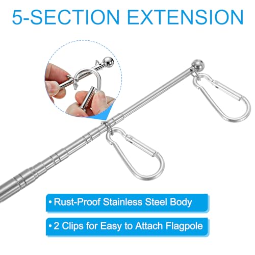 Telescopische vlag Rod 1 stuk Portable Telescopische roestvrij stalen vlag Bar met klem voor leraren Tourist Guides Blauw 4