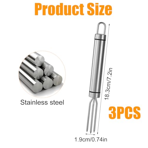 3 x roestvrij stalen aardappelvorken, aardappelvork, 18,2 x 1,8 cm, maïsvork met 3 vorken, ophangbaar, herbruikbare Pellar aardappelhouder voor maïs, fruit, aardappelen, steak, Peel Aid, Grill