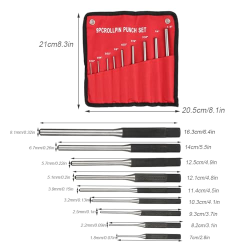9PCS Punch Professional Duurzame Steel Pin Hunting Set, Handgereedschap Werktuigbouwkunde