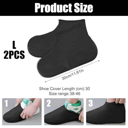 4 Pairs Siliconen Overschoenen Maat L (38-46), Herbruikbare Siliconen Regenhoes, Non-slip Waterdichte Schoenhoes Siliconen Schoenhoes voor Regen, Sneeuw, Muddy Roads (Zwart)