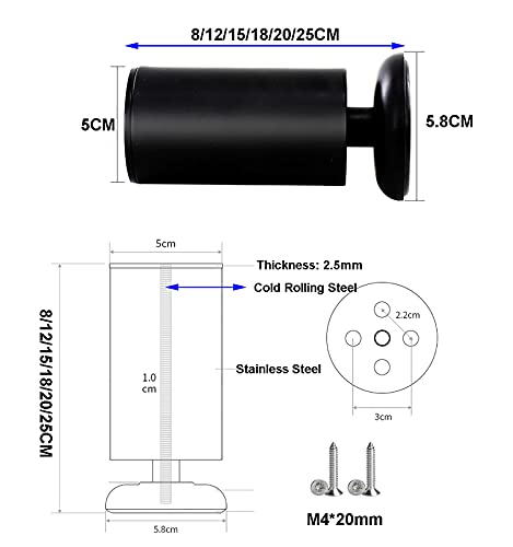 4 stuks Meubilair Benen 20cm Roestvrij staal Kabinet Benen Meubels Benen Verdikt voor de bank, Tafel, Kasten, Schilderen 5
