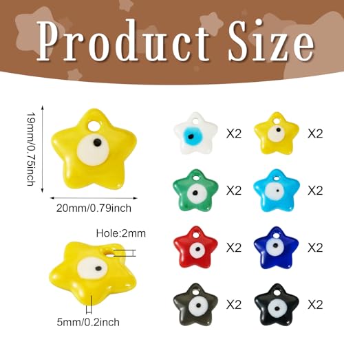 16 st Kwaad oog Lampwerk hangers Star Shape met kwaad Handgemaakt oog Dang Charms 8 Kleuren voor DIY ketting sleutelhangers sieraden maken 4