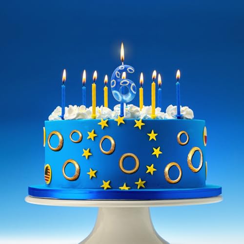 Nummerkaars, blauwe verjaardag Kaars Anime thema verjaardag Kaarsen Cartoon Kaarsen Cake Topper voor jongens thema verjaardag decoratie (nummer 6) 5