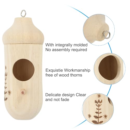 Hummingbird House, 2 stuks Natural Houten Vogelhuizen Buiten Kolibrie Huizen voor Nest Feeders Home Tuin Decoratie Tuin Decoratie, Hout 3