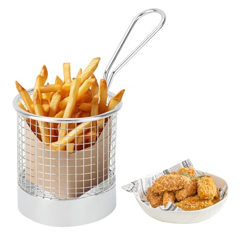 Roestvrij staal Ronde Diepe Frying Mand, Diep Frying Schip Mini Chip serveren Frying manden Fruit voedsel container houder keuken gereedschap