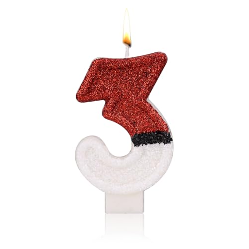 Verjaardag Cake Kaars, rood wit Sparkling Verjaardag Kaars Creative Number Candle Cake Topper Kaars Verjaardag Cake Decoraties voor verjaardag partij decoratie leveringen (3)