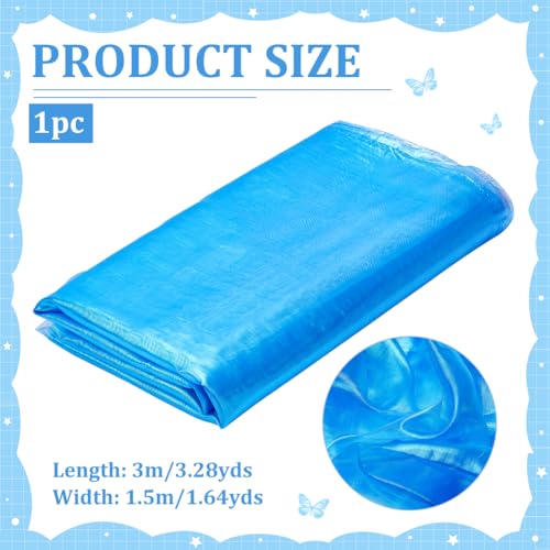 3m Organza Fabric, Rainbow Gradient Lace Iridescent Holografische Mesh Stof voor bruiloft jurk Gordijn Fotografie Achtergrond DIY Supplies Decor 1.5m breed, Dodger blauw