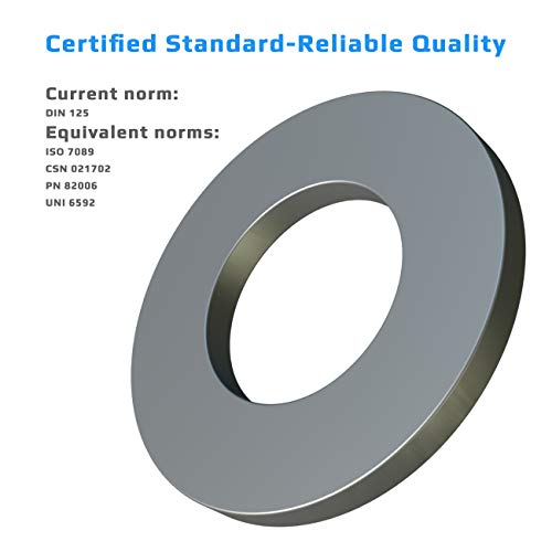 M12 Platte Cent Wasmachine Roestvrij staal A2 (verpakking van 5) Platte brede ronde metalen roestvrijstalen ringen voor schroeven - Certified Standart ISO 7089 DIN 125 M12 (13mm x 24mm) 3