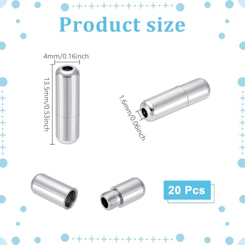 Verpakking van 20 Schroefsluiting, Lace Up Gesp, Afneembare Halsband sluiting, Pearl Barrel Connector, Lederen Cord End, voor sieraden maken armbanden, Kettingen, 13.5 x 4 mm
