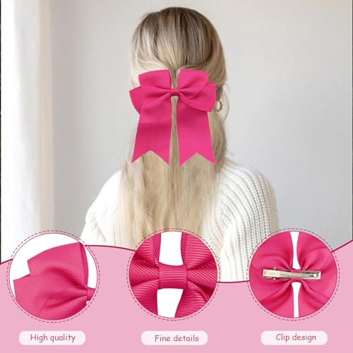 3 st Bow Hair Clip, Satin Hair Bow voor vrouwen meisjes 6,1 inch effen kleur Bows Hairpin Schattig lang Tail Hairpin Franse Barrettes Accessoires voor verjaardagsfeest 3