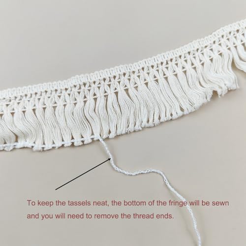 3 yards 3cm brede beige katoenen kwastje kant lint franje trimmen rand kwastje trimmen naaiaccessoires voor DIY kostuums kleding gordijn kleding tafelkleed bruiloft decoratie 5