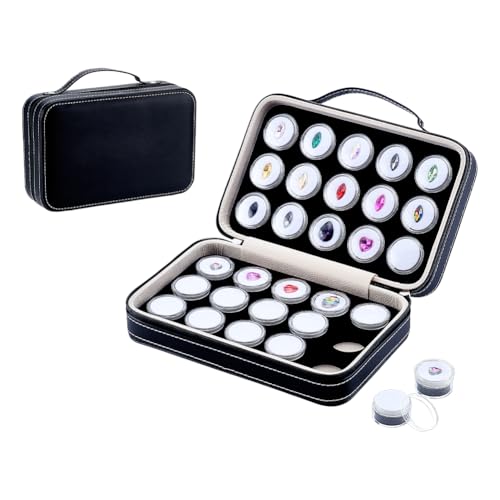 30 stuks edelstenen Sieraden display kabinet,Kleine ronde plastic containers doos met witte en zwarte spons diamant edelsteen display opslag doos voor kristallen ring sieraden kleine items