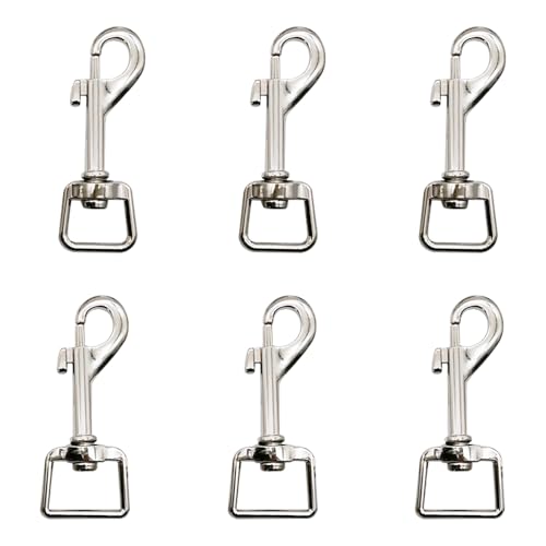 6 st. Rotatable Snap Hooks Metal Rotatable Bolt Snap Heavy Duty Honden Lead Clips Zinklegering Lobster Claw Clasps Rotary Spring Hooks voor Hondenriemen Camping Wandelen Sleutelhanger