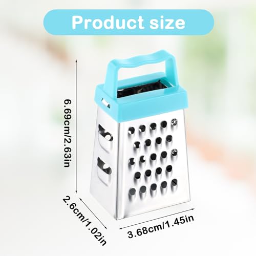 6 stuks Mini Square Grater, Mini Stainless Steel Cheese Grater, multifunctionele Grater met handvat voor chocolade, citroen, nootmuskaat, kaas, gember, groenten 3