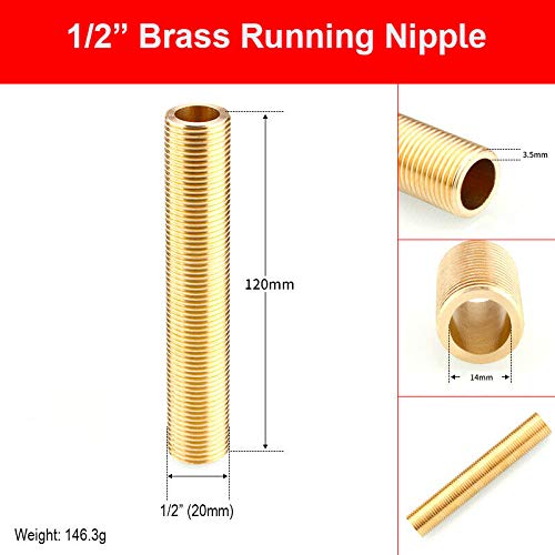 Messing Running Tepple Tool Tepple Tube 1/2" Threaded loodgieter passen voor buiten of Marine toepassingen 120mm Gold
