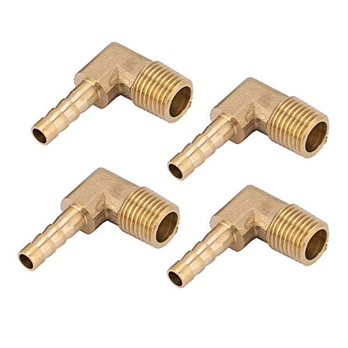 4 st. Tuyau de Coude Barb Raccord Tuyau de Barb Tuyau de Coude de Filetage Mâle en Laiton G1/4" (G1/4" 6mm) 4