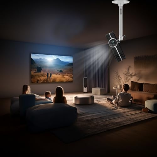 2 x Plafondsteunen, Projector, Aluminiumlegering, Projectorhouder, 180 mm Projector, Plafondhaak, 360° Verstelbaar, met schroeven en uitbreidingsbuis, voor projectoren en bewakingscamera's 5