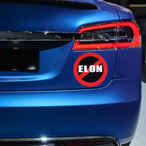 2 st. Anti Elon Bumper Sticker, 15cm Protest Elon Car Stickers Waterdichte Bumper Sticker voor auto laptop venster decoraties (rond) 3