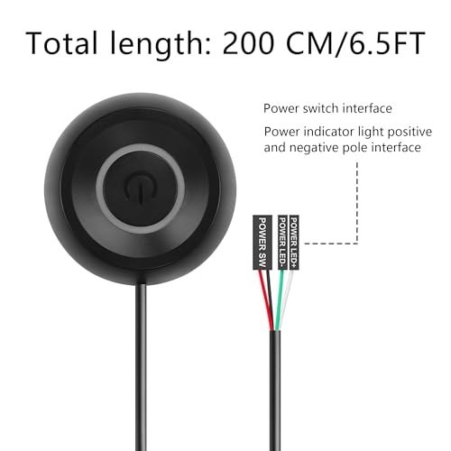 PC Power Knop voor Desktop Computer - Externe afstandsbediening Startknop - 6.5 FT (2m) Extension Cord voor PC Startknop met LED Lights (Zwart)