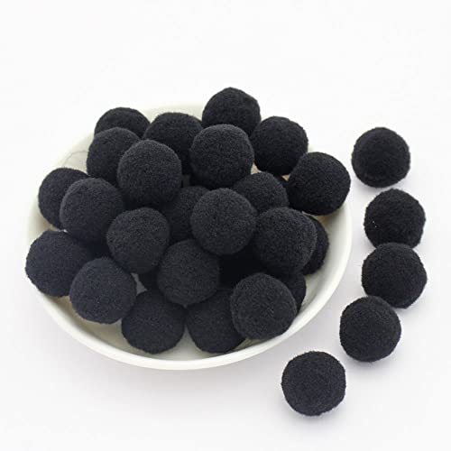 25mm Ca. 36 stuks Kleurrijke Mini Pompoms voor ambachten Viltballen Kleurrijke Pomballen Kleine Pompoms Fluffy pluche ballen voor het decoreren decoreren Naaien DIY creatieve ambachten, zwart