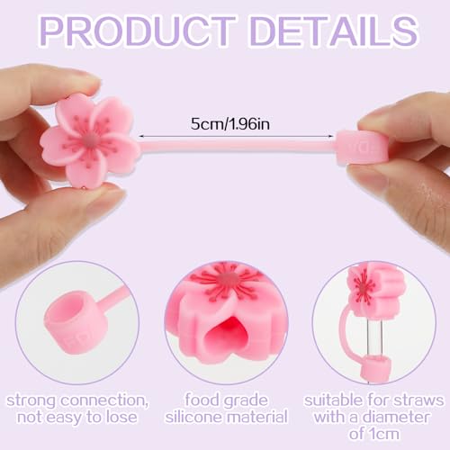Silicon Flower Straw Cap, 4 stuks 10mm Leuke stro, Compatibel met 30 & 40 oz Cup Herbruikbare stro, Caps Drum deksels, Stofdichte Drinkriem Caps 5
