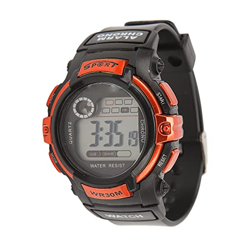 Digitale sporthorloge, LCD elektronische horloge waterdichte polshorloges Luminous mannen sporthorloge voor buiten activiteiten (oranje)