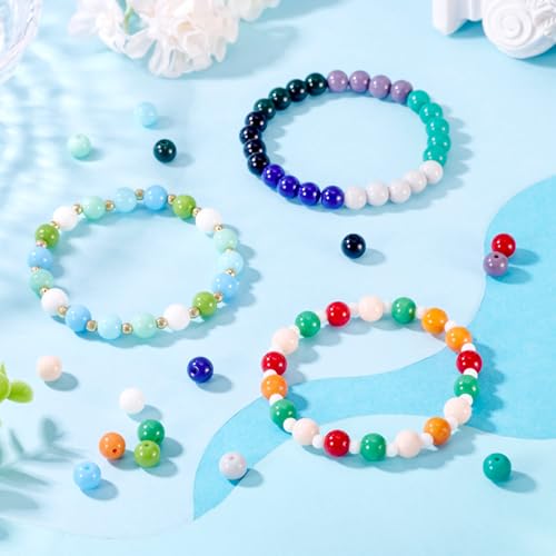 375Stuks 8 MM Ronde Glazen Kralen 15 Kleuren Ondoorzichtelijke Effen Kleur Glas Spacer Kralen Chunky Bead Ambachten Diy Armband Ketting Oorbel Sieraden Maken